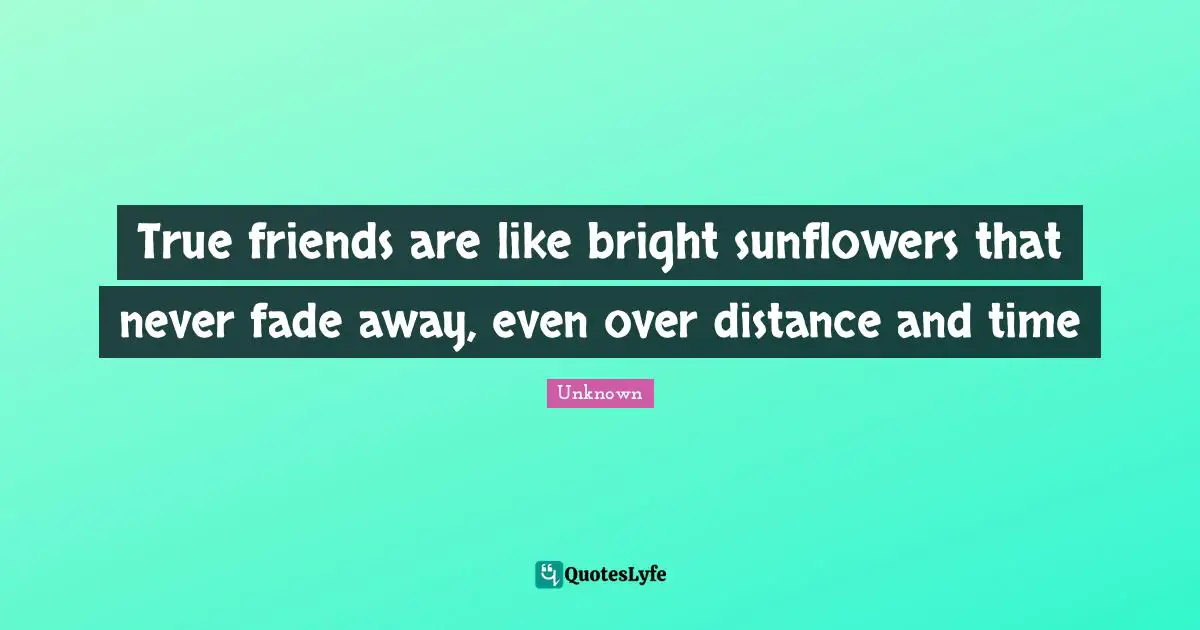 True Friend Quotes: "True friends are like bright sunflowers that never fade away, even over distance and time"