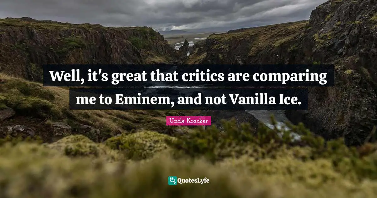 Well, it's great that critics are comparing me to Eminem, and not Vanilla Ice.