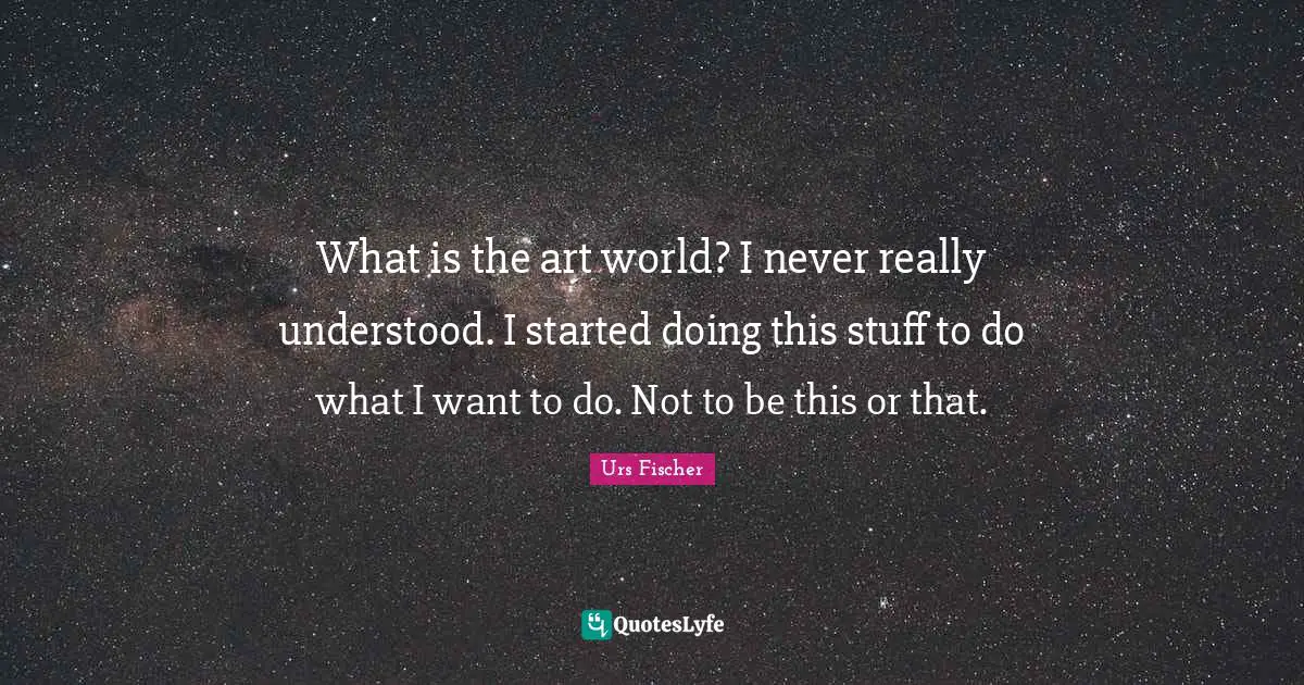 What is the art world? I never really understood. I started doing this stuff to do what I want to do. Not to be this or that.