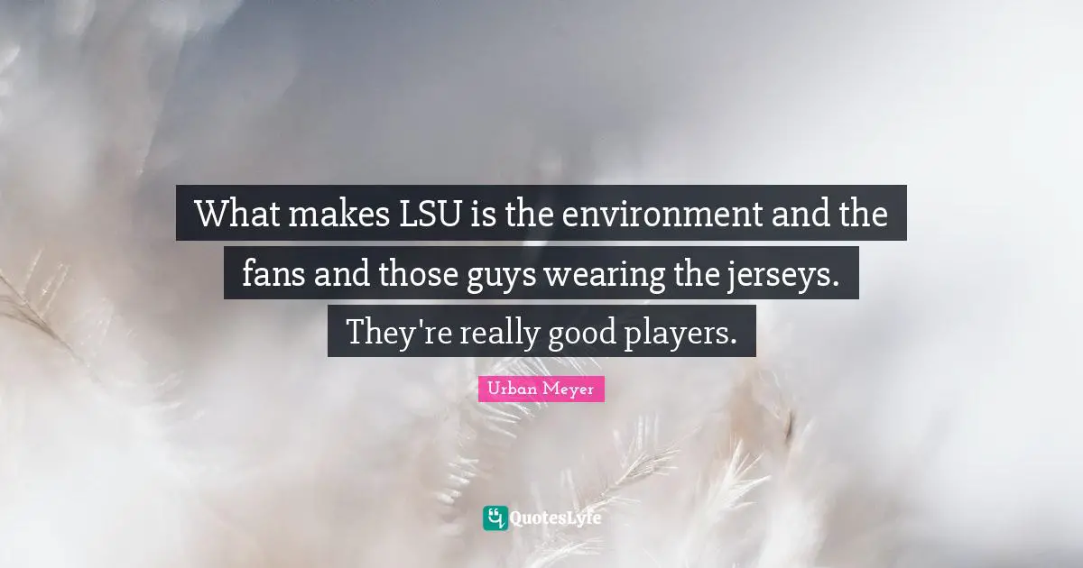 What makes LSU is the environment and the fans and those guys wearing the jerseys. They're really good players.