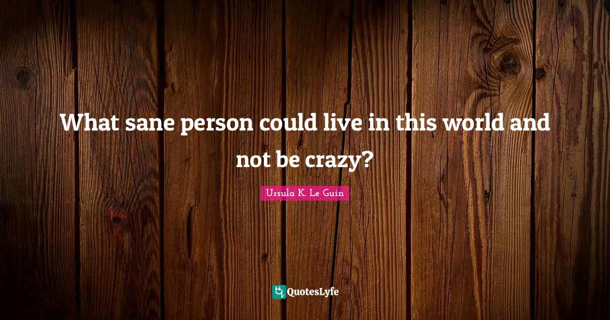 What sane person could live in this world and not be crazy?