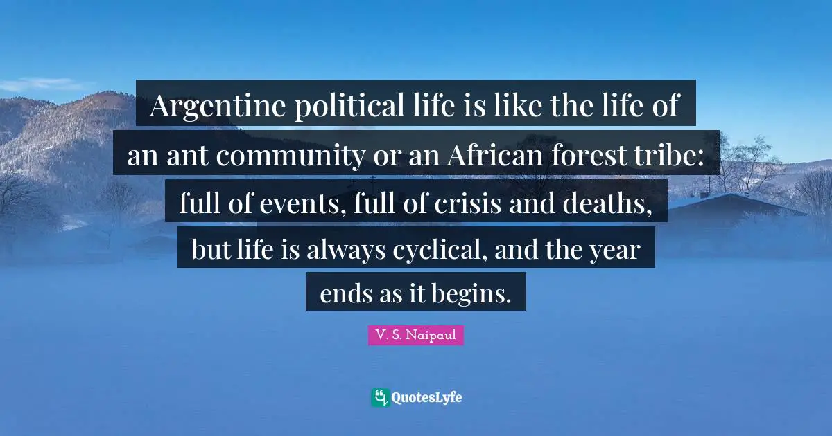Argentine political life is like the life of an ant community or an African forest tribe: full of events, full of crisis and deaths, but life is always cyclical, and the year ends as it begins.