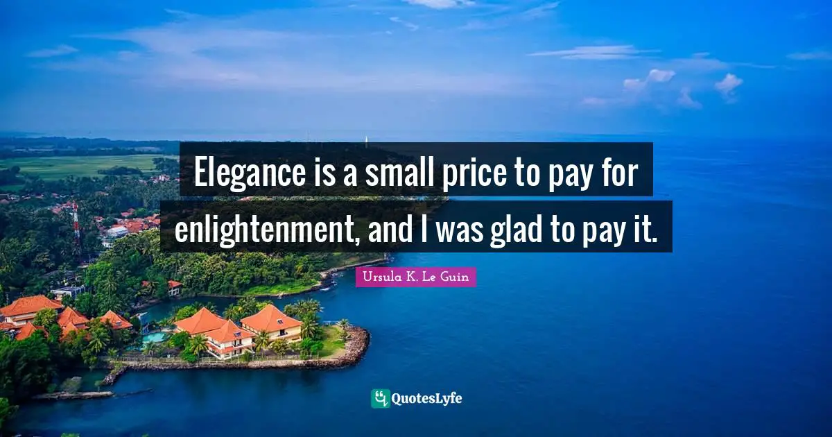 Elegance is a small price to pay for enlightenment, and I was glad to pay it.