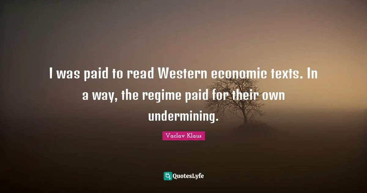 I was paid to read Western economic texts. In a way, the regime paid for their own undermining.