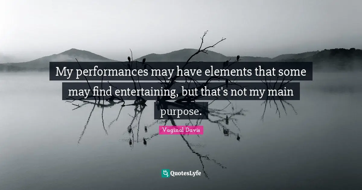 My performances may have elements that some may find entertaining, but that's not my main purpose.