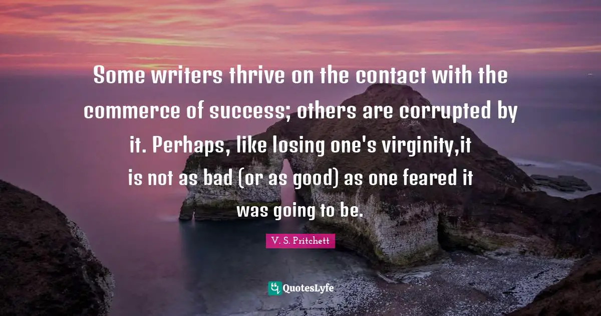 Some writers thrive on the contact with the commerce of success; others are corrupted by it. Perhaps, like losing one's virginity,it is not as bad (or as good) as one feared it was going to be.