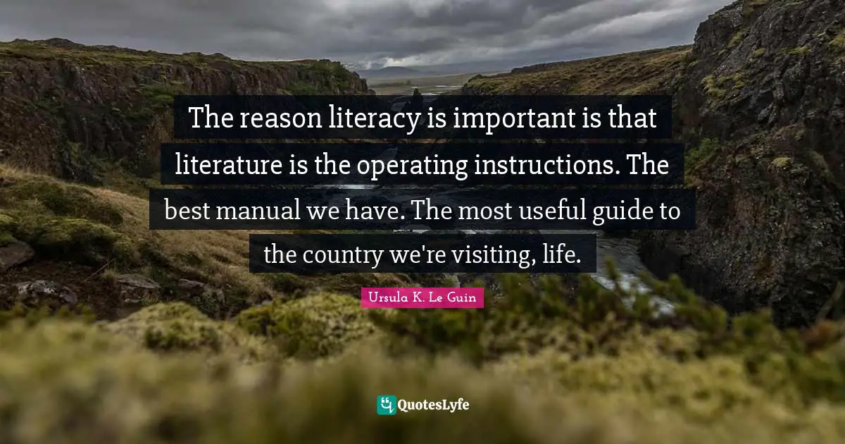 The reason literacy is important is that literature is the operating instructions. The best manual we have. The most useful guide to the country we're visiting, life.