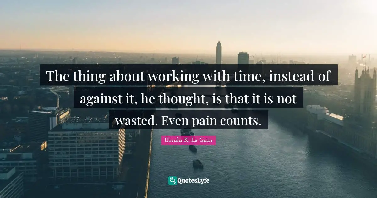 The thing about working with time, instead of against it, he thought, is that it is not wasted. Even pain counts.