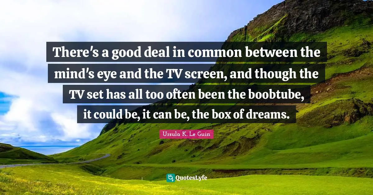 There's a good deal in common between the mind's eye and the TV screen, and though the TV set has all too often been the boobtube, it could be, it can be, the box of dreams.