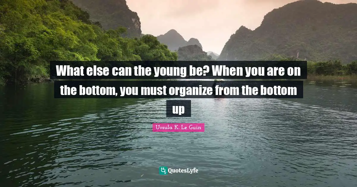 What else can the young be? When you are on the bottom, you must organize from the bottom up