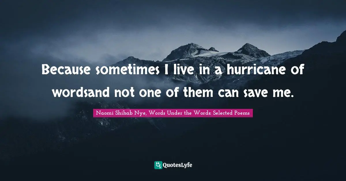 Because sometimes I live in a hurricane of wordsand not one of them can save me.