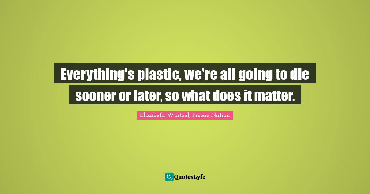 Depression Quotes: "Everything's plastic, we're all going to die sooner or later, so what does it matter."