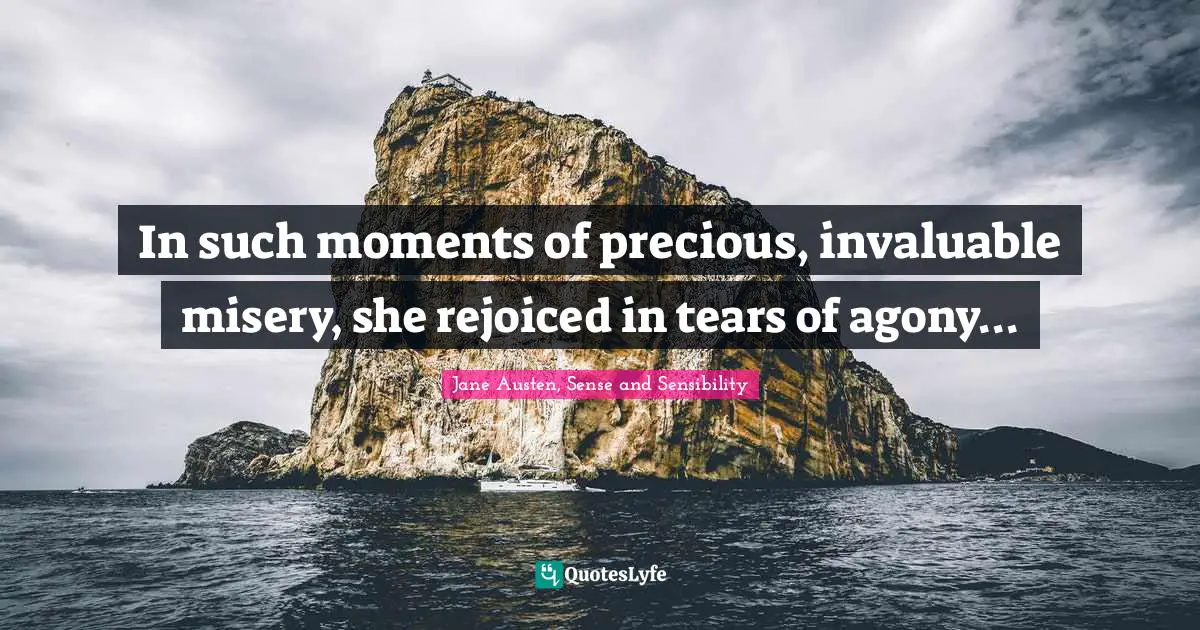 Jane Austen, Sense and Sensibility Quotes: In such moments of precious, invaluable misery, she rejoiced in tears of agony...