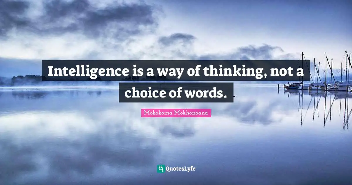 Mokokoma Mokhonoana Quotes: Intelligence is a way of thinking, not a choice of words.
