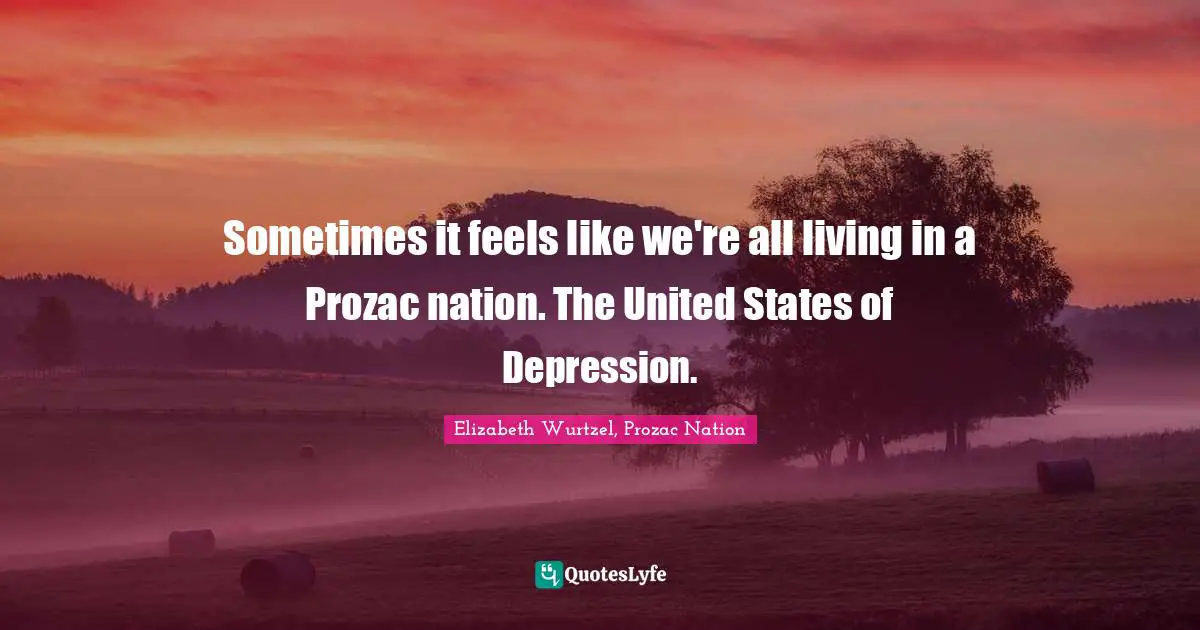 Elizabeth Wurtzel Quotes: "Sometimes it feels like we're all living in a Prozac nation. The United States of Depression."
