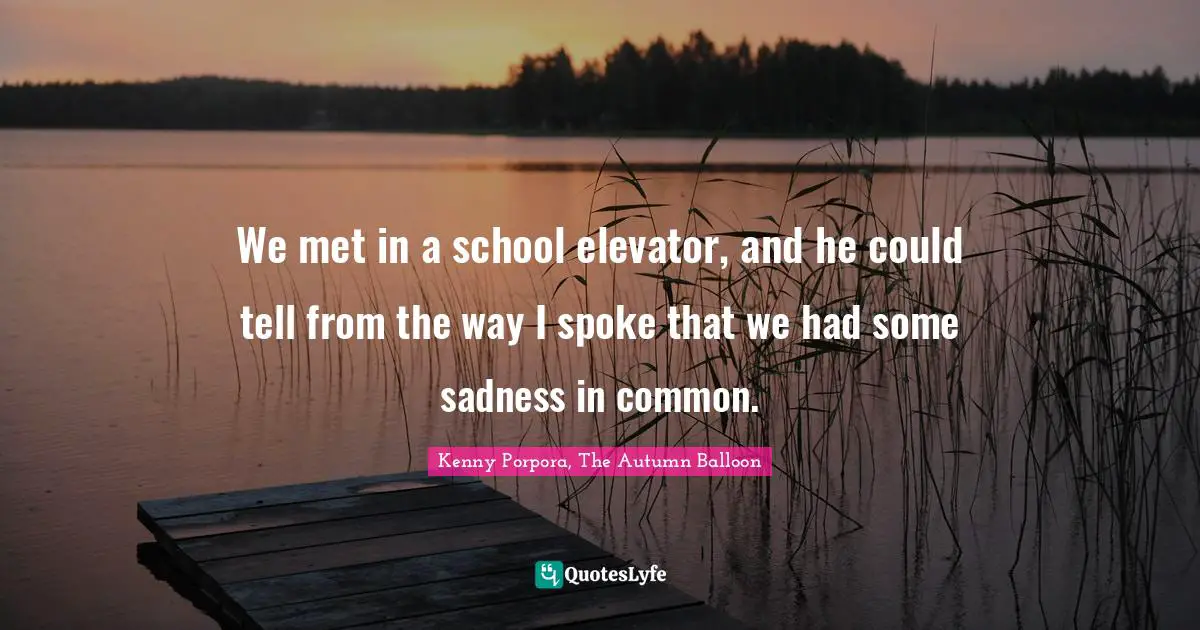 We met in a school elevator, and he could tell from the way I spoke that we had some sadness in common.
