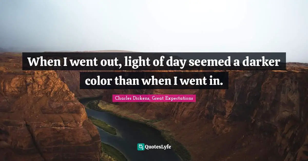 When I went out, light of day seemed a darker color than when I went in.
