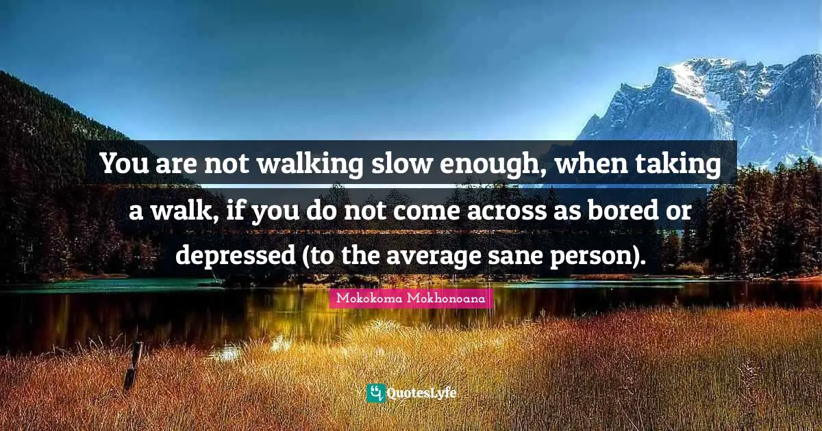 Stressing Quotes: "You are not walking slow enough, when taking a walk, if you do not come across as bored or depressed (to the average sane person)."