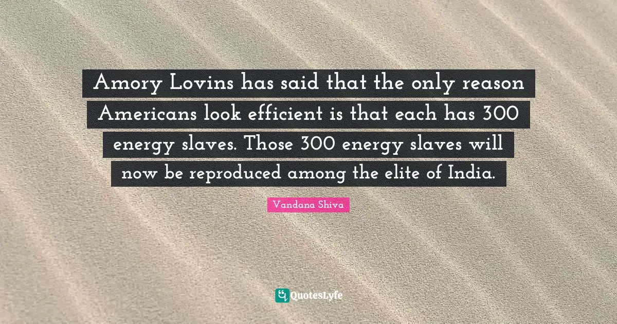 Amory Lovins has said that the only reason Americans look efficient is that each has 300 energy slaves. Those 300 energy slaves will now be reproduced among the elite of India.