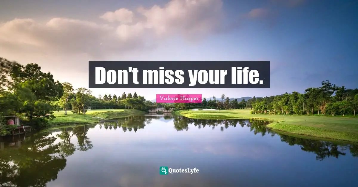 Don't miss your life.