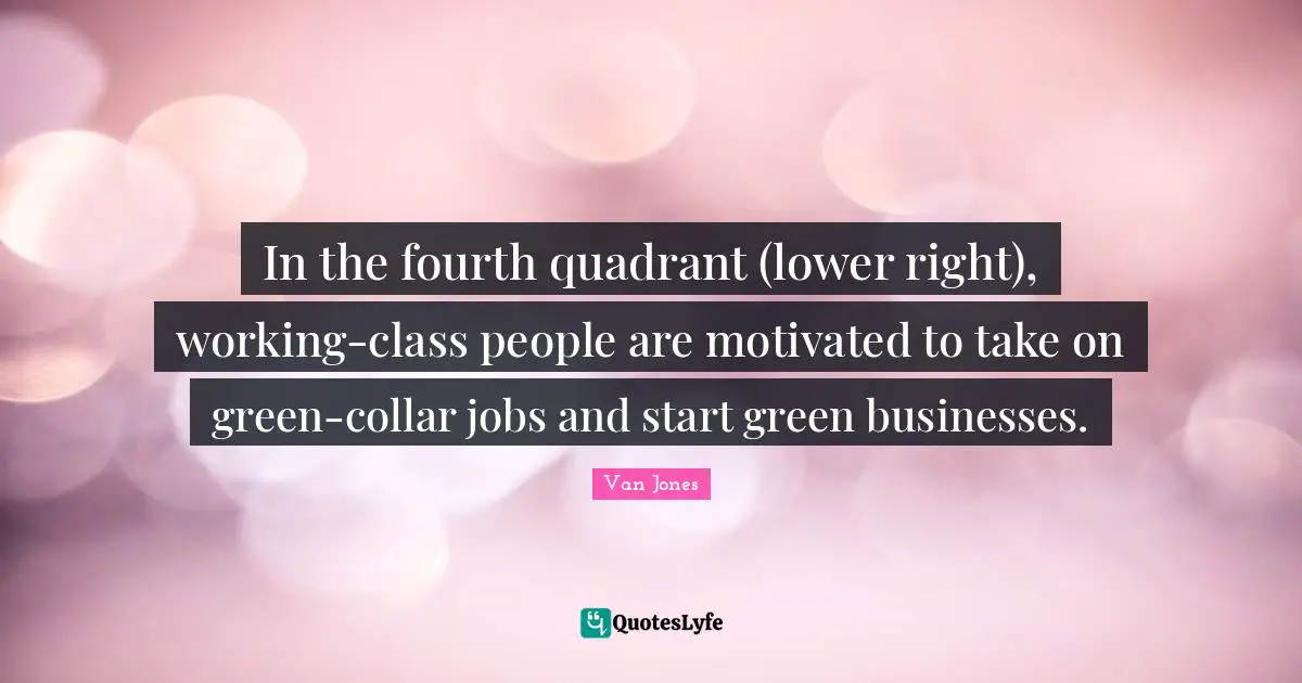 In the fourth quadrant (lower right), working-class people are motivated to take on green-collar jobs and start green businesses.