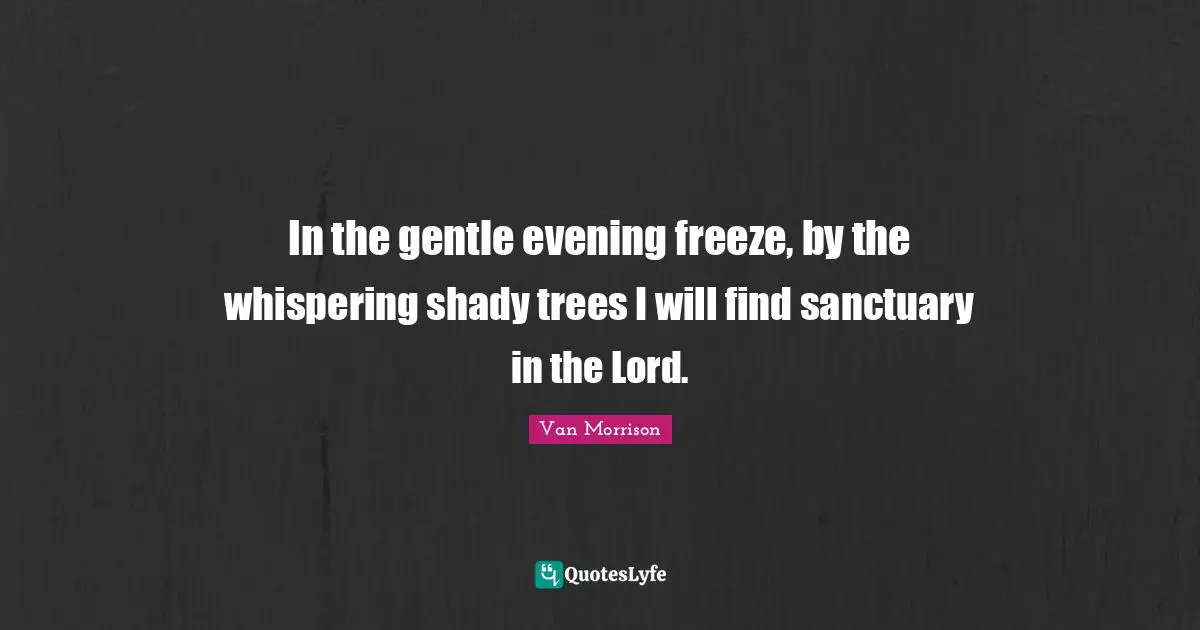 In the gentle evening freeze, by the whispering shady trees I will find sanctuary in the Lord.
