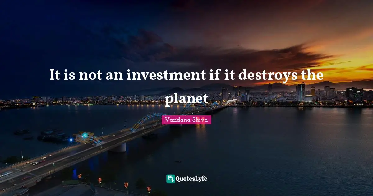 Planets Quotes: "It is not an investment if it destroys the planet"