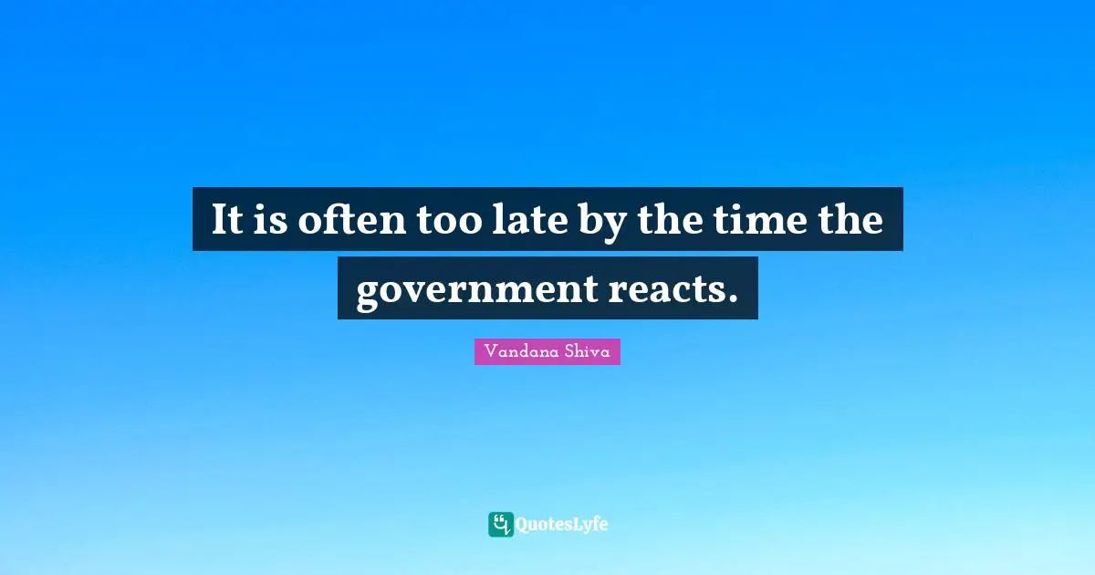 It is often too late by the time the government reacts.