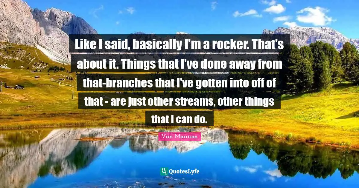 Like I said, basically I'm a rocker. That's about it. Things that I've done away from that-branches that I've gotten into off of that - are just other streams, other things that I can do.