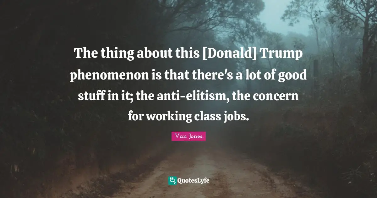 The thing about this [Donald] Trump phenomenon is that there's a lot of good stuff in it; the anti-elitism, the concern for working class jobs.