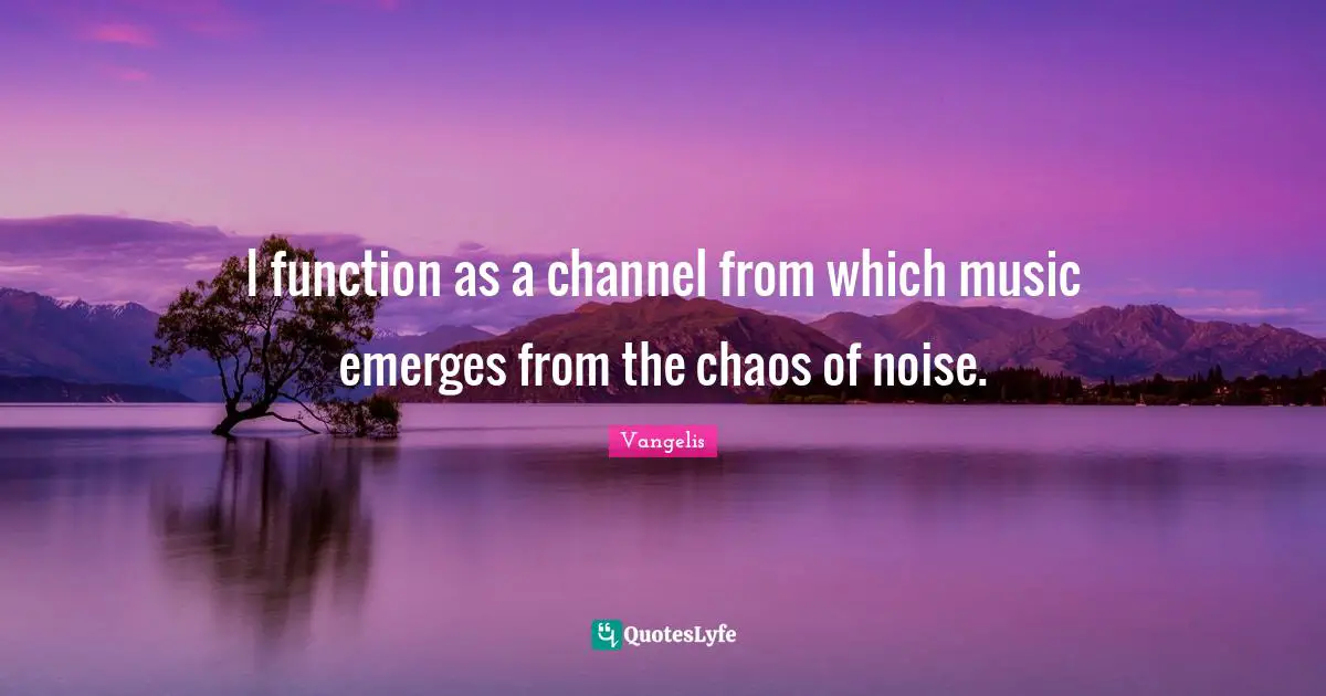 I function as a channel from which music emerges from the chaos of noise.