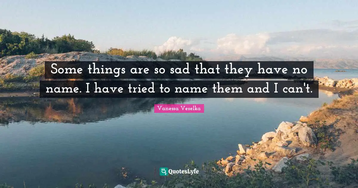 Some things are so sad that they have no name. I have tried to name them and I can't.