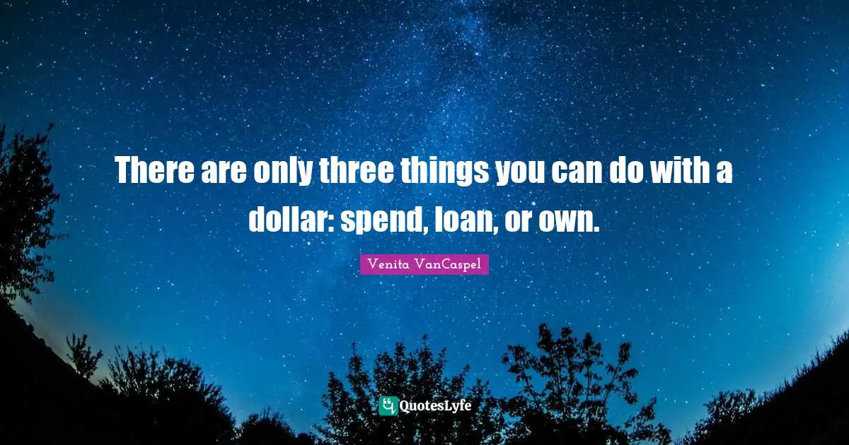 There are only three things you can do with a dollar: spend, loan, or own.