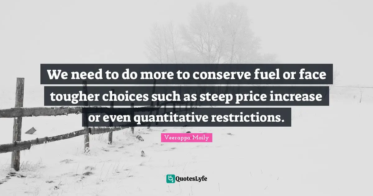We need to do more to conserve fuel or face tougher choices such as steep price increase or even quantitative restrictions.