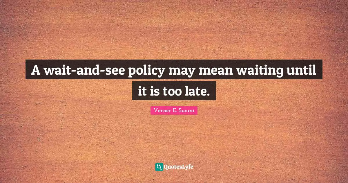 A wait-and-see policy may mean waiting until it is too late.