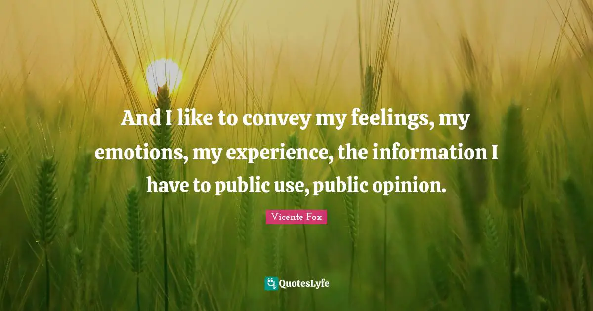 And I like to convey my feelings, my emotions, my experience, the information I have to public use, public opinion.