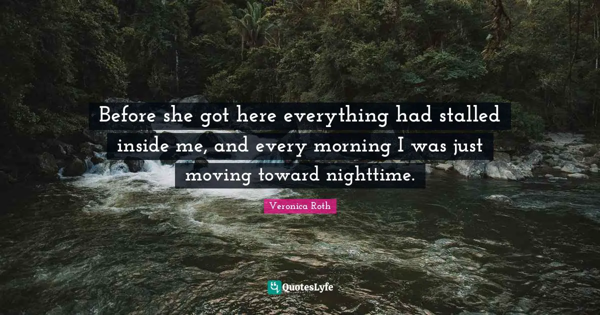 Nighttime Quotes: "Before she got here everything had stalled inside me, and every morning I was just moving toward nighttime."