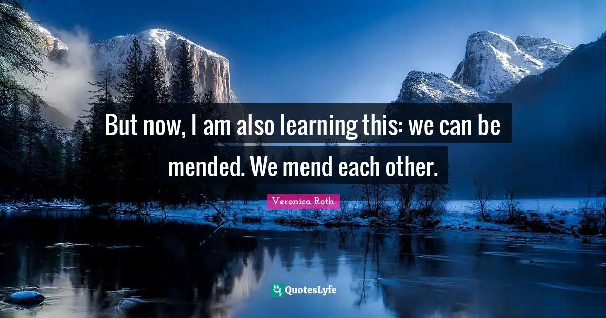 But now, I am also learning this: we can be mended. We mend each other.
