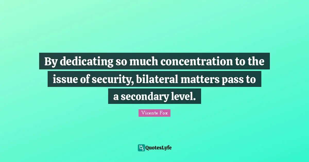 By dedicating so much concentration to the issue of security, bilateral matters pass to a secondary level.
