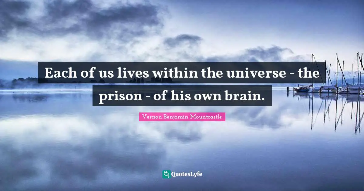 Each of us lives within the universe - the prison - of his own brain.