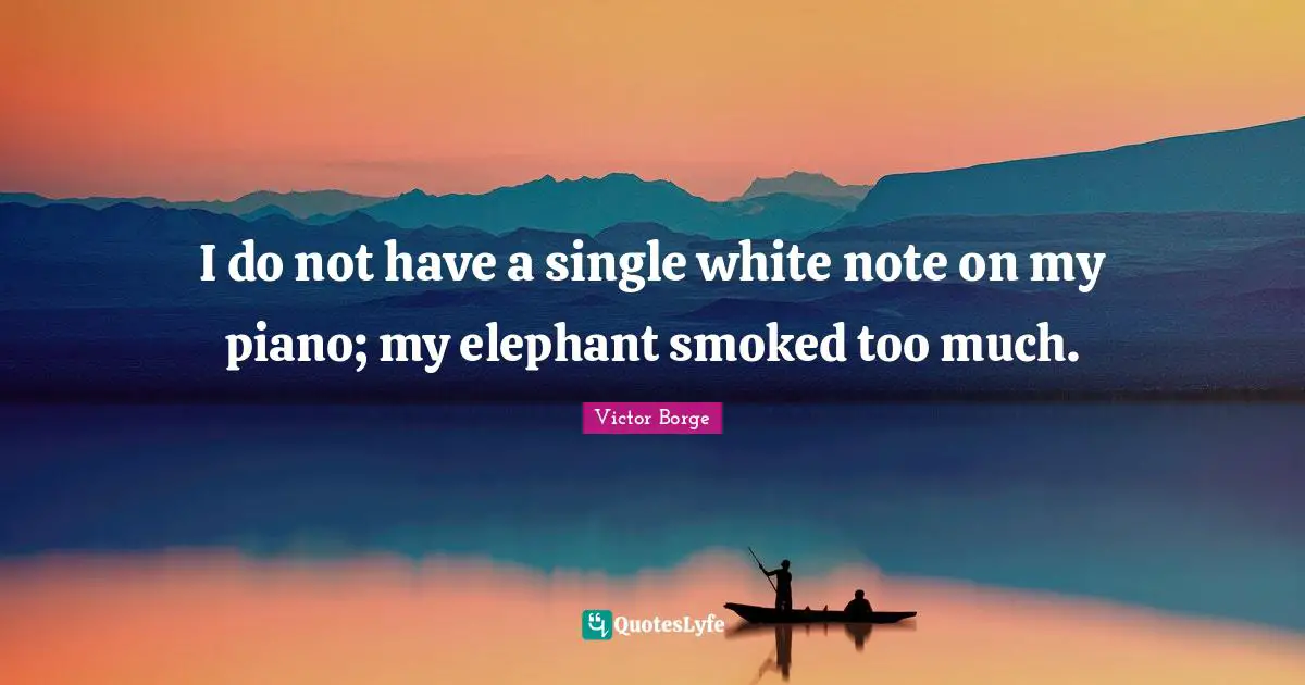 I do not have a single white note on my piano; my elephant smoked too much.