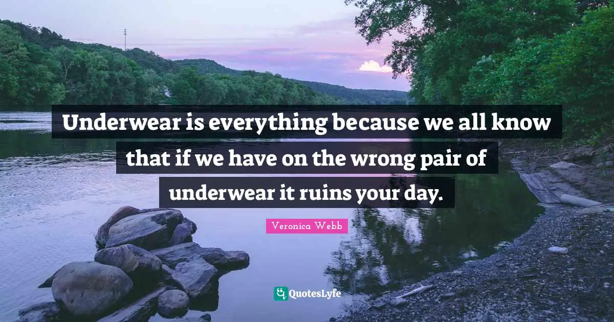 Underwear Quotes: "Underwear is everything because we all know that if we have on the wrong pair of underwear it ruins your day."
