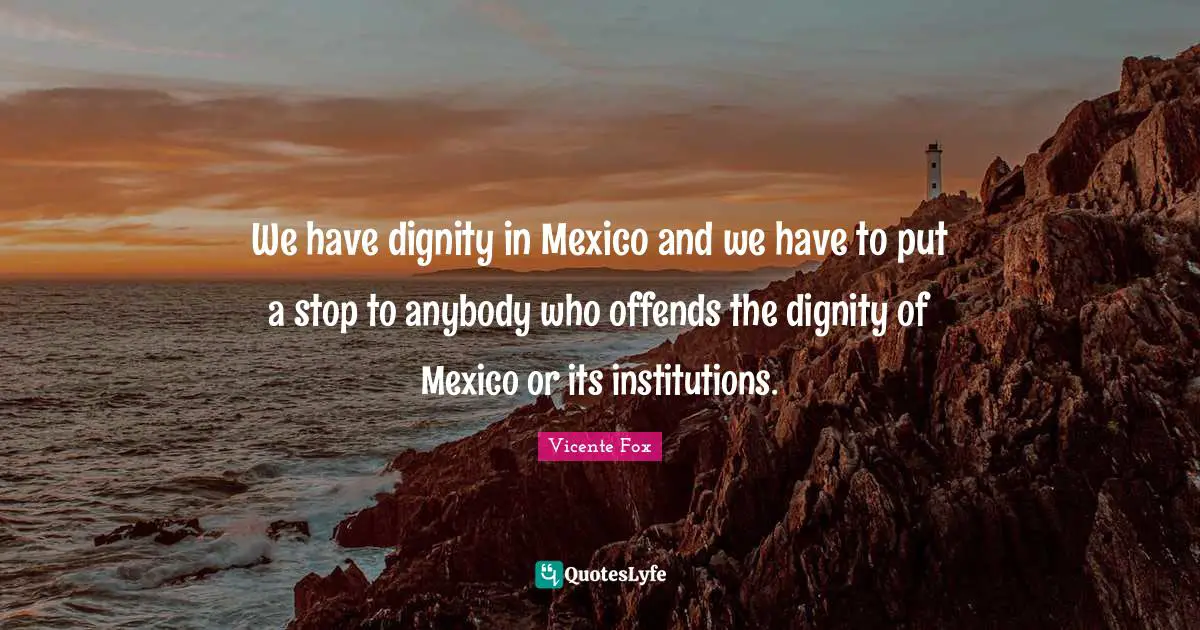 We have dignity in Mexico and we have to put a stop to anybody who offends the dignity of Mexico or its institutions.