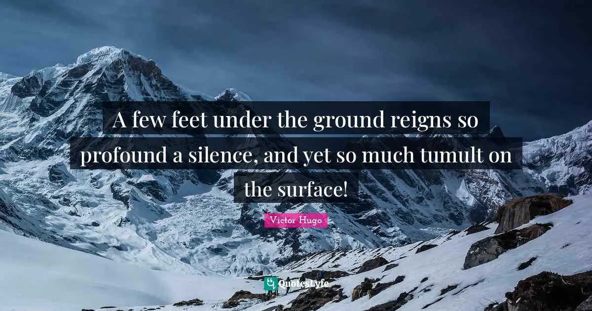 A few feet under the ground reigns so profound a silence, and yet so much tumult on the surface!