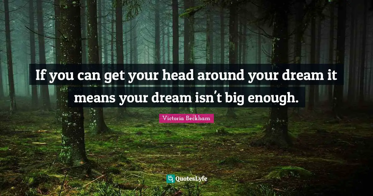 If you can get your head around your dream it means your dream isn't big enough.
