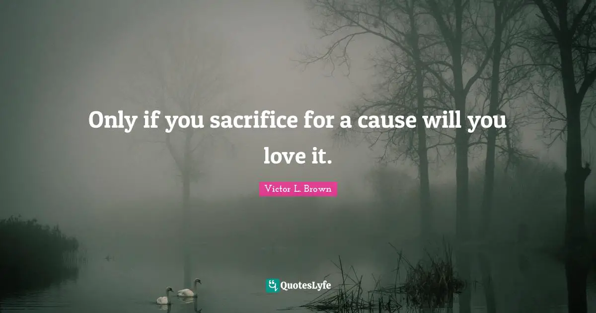 Only if you sacrifice for a cause will you love it.
