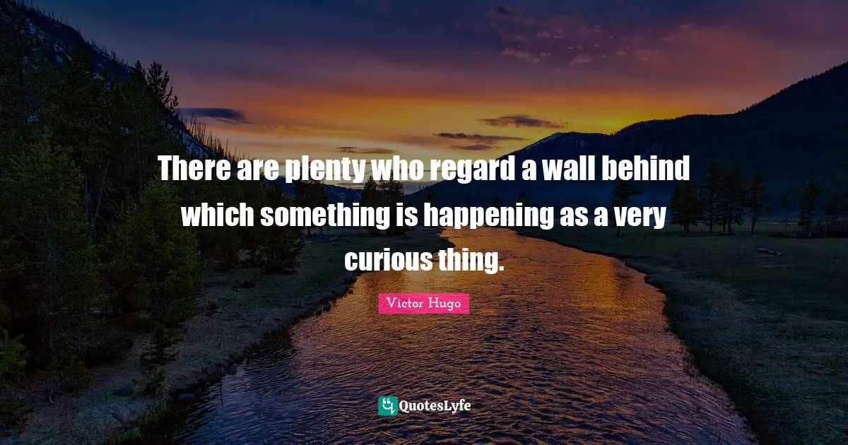 There are plenty who regard a wall behind which something is happening as a very curious thing.