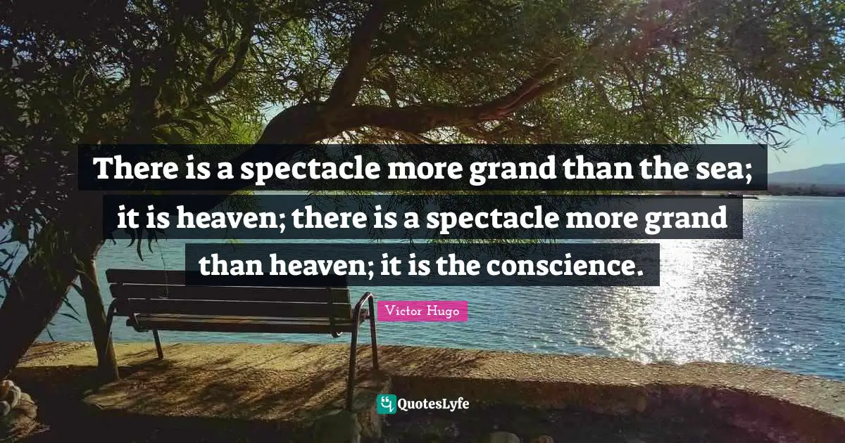 There is a spectacle more grand than the sea; it is heaven; there is a spectacle more grand than heaven; it is the conscience.