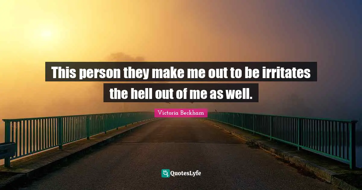 This person they make me out to be irritates the hell out of me as well.