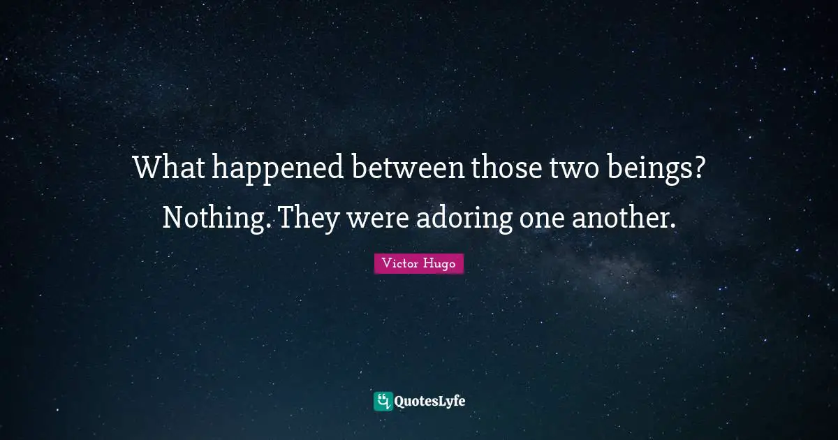 What happened between those two beings? Nothing. They were adoring one another.